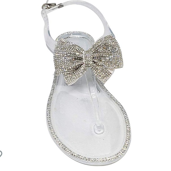 NEW Clear Color Jelly Sandals with Rhinestone Bow! - Picture 3 of 3